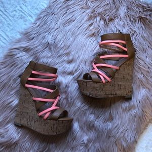 JustFab Neon Pink Wedges
